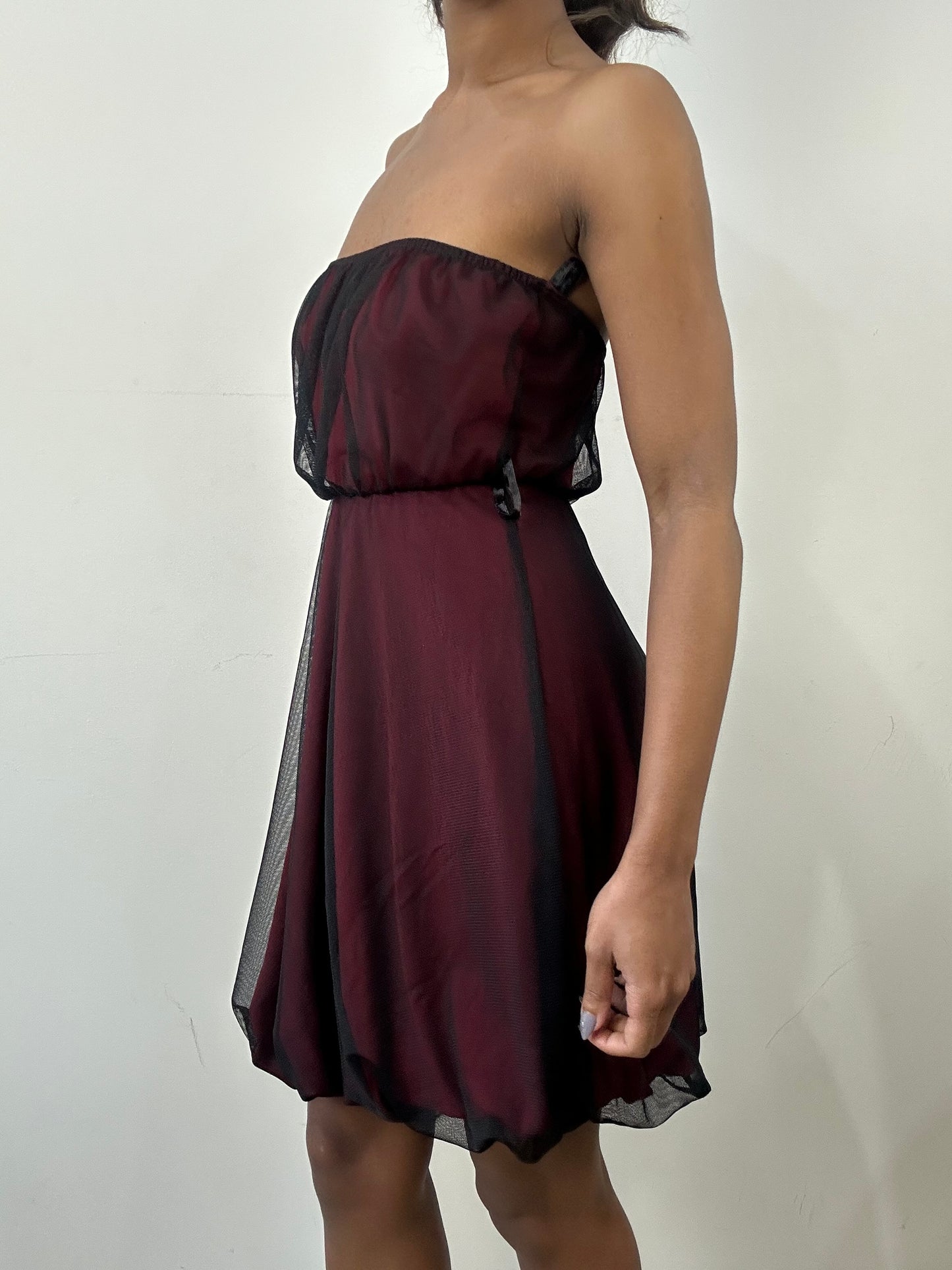 romantic grunge edit | medium red mesh overlay bandeau mini dress