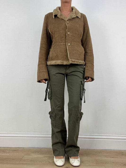 💚 BONFIRE NIGHT | medium beige fur trim suede coat