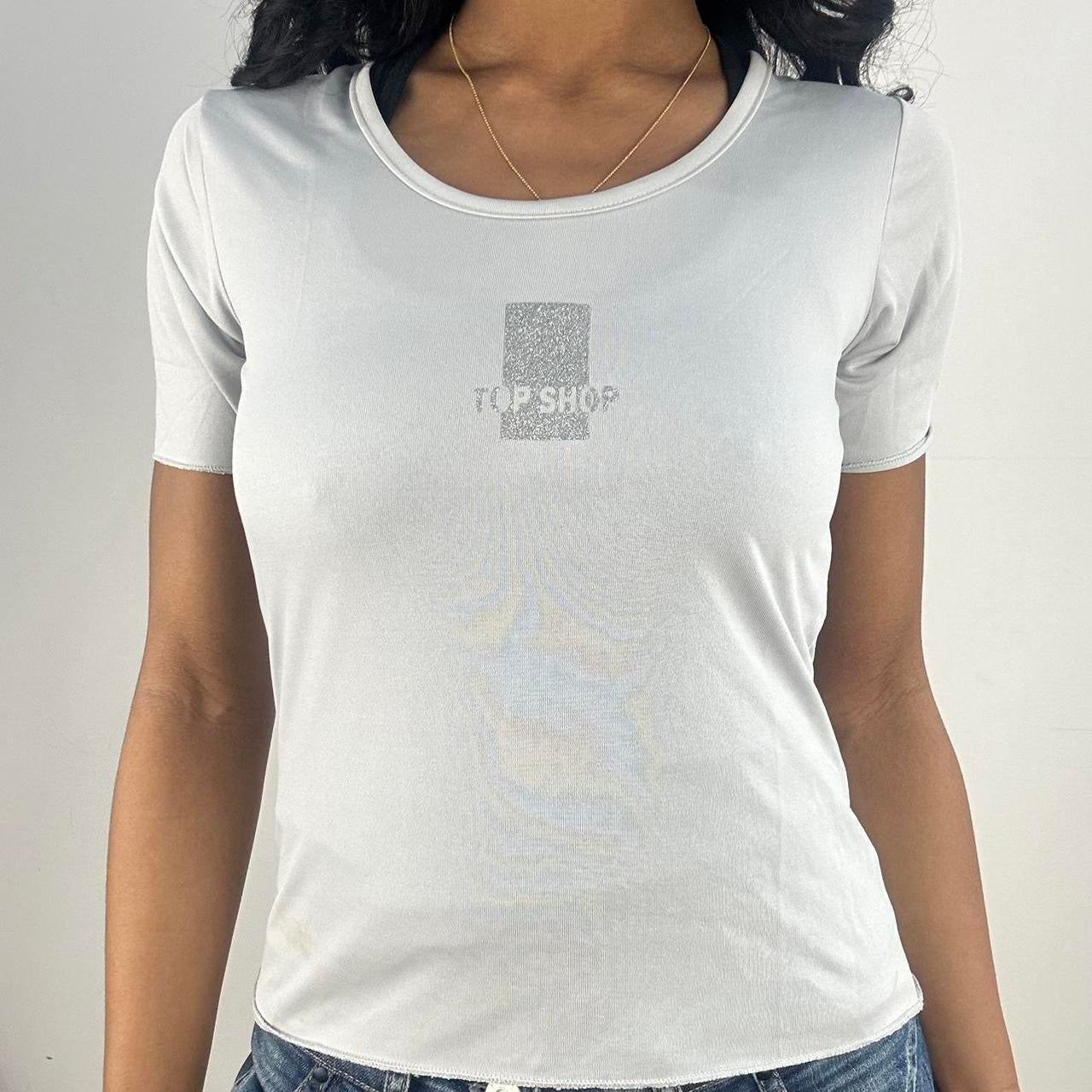 💻‼️ large light grey old topshop t-shirt with glitter logo