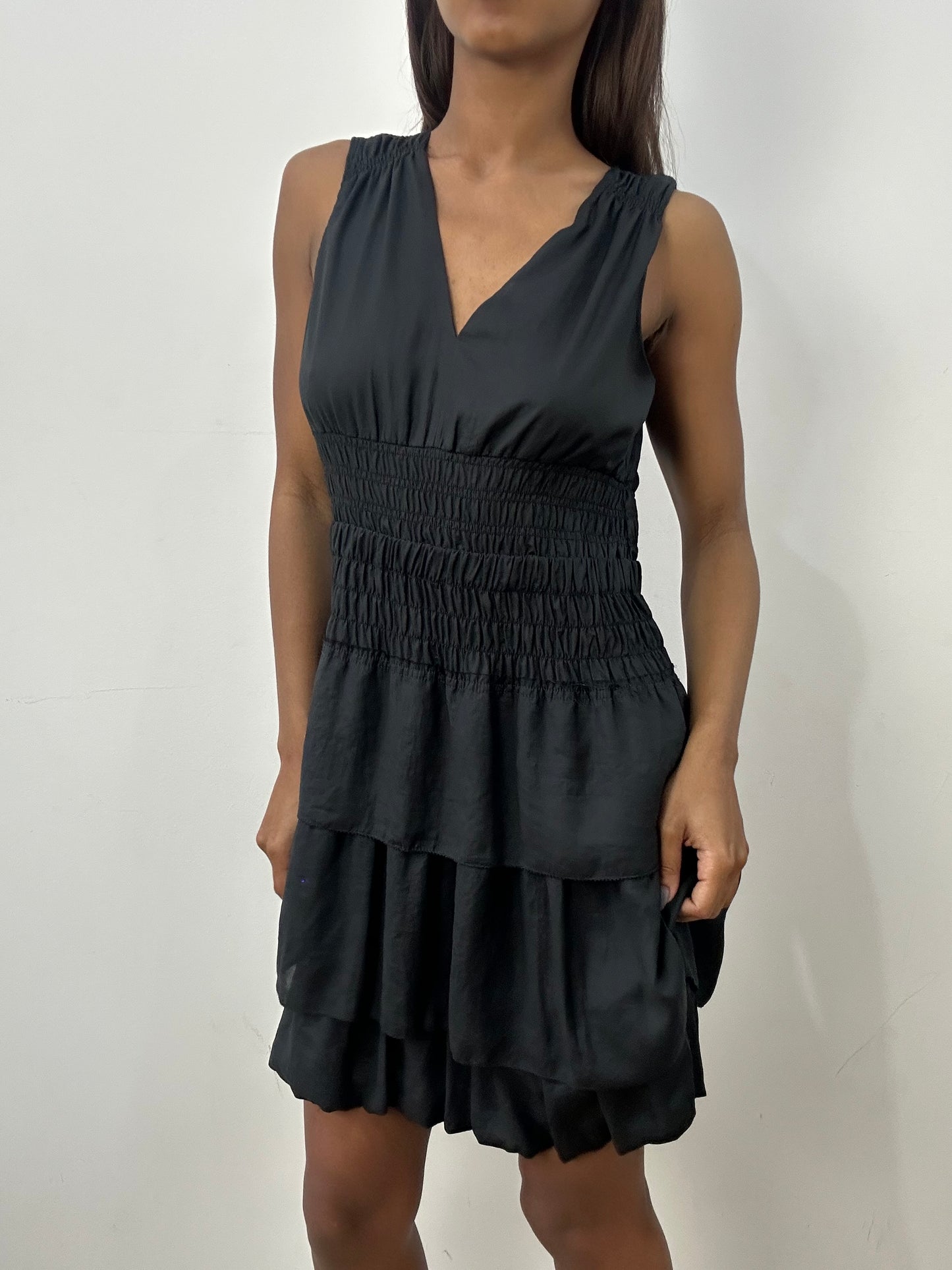 BEST PICKS | extra small black dkny tiered mini dress