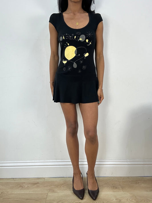 💻BEST PICKS | small black pattern mini dress with cutout back