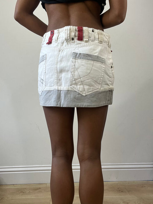 2016 edit | small white and grey denim mini skirt