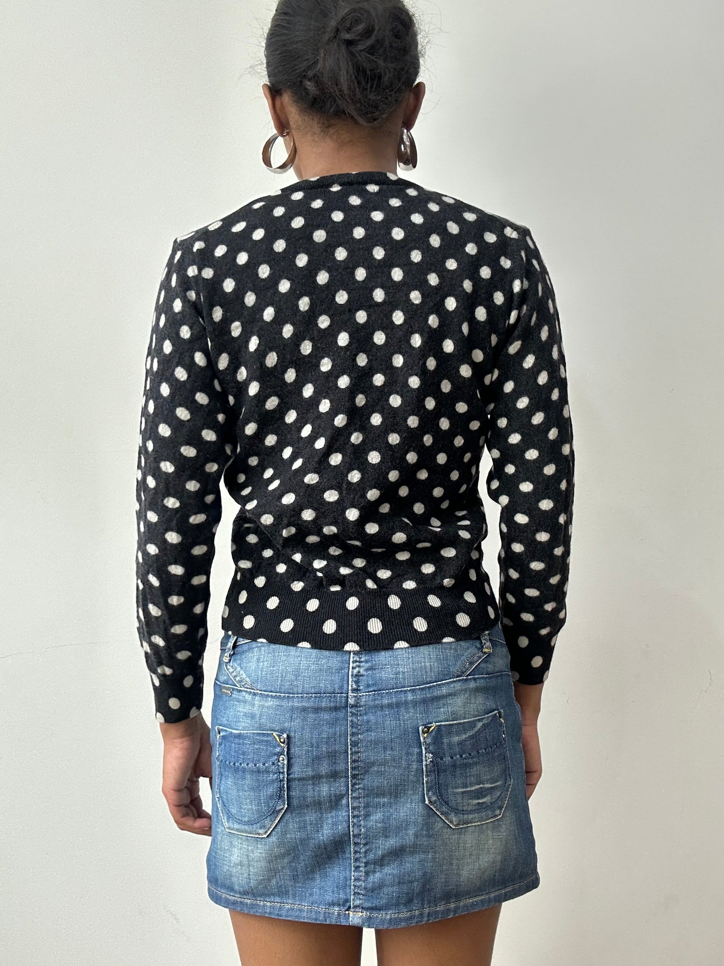 midsummer edit | extra small black and white comme des garçons polka dot cardigan