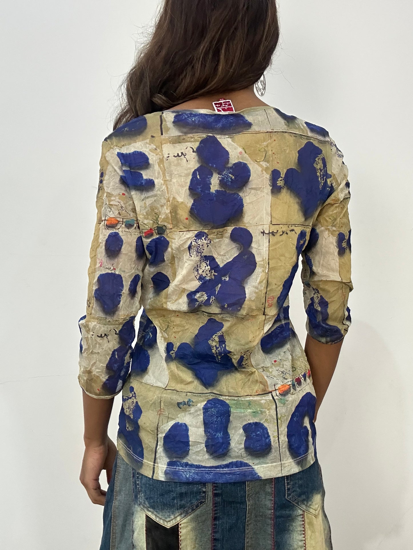 vintage edit: fashion week | small/medium blue mesh long sleeve top