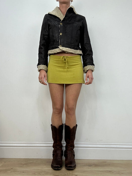 💻 vintage edit four | small brown faux leather sheep skin jacket
