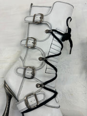 ⭐️vintage edit: indie sleaze | UK5.5 white new rock lace up heeled boots with silver hardware
