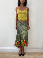 vintage edit twenty-five | Pequeno Midi Verde Sorte com Flores