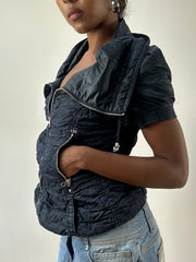 LFW edit | extra small navy blue miss sixty سترة الفضة المزدوجة