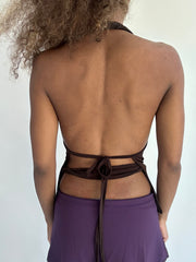 ‼️ | small brown open back halterneck top