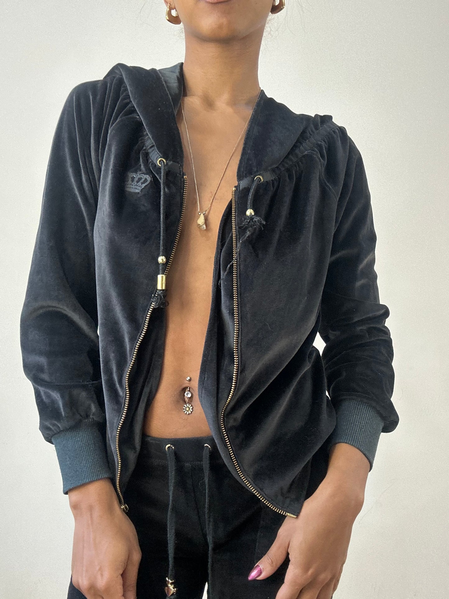 winter edit | small black velour hoodie