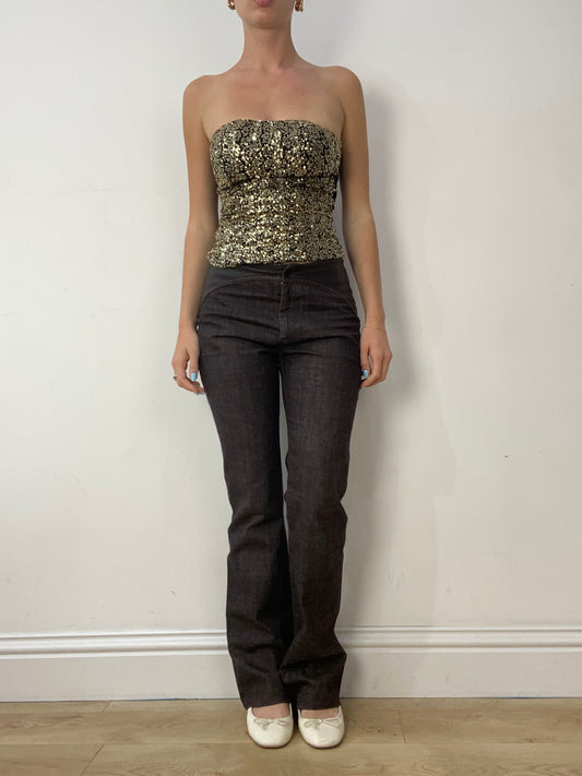 Vintage Edit dreißig | kleine Gold- und schwarze Pailletten-Bandeau-Top