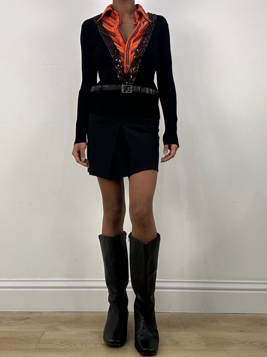 vintage edit: office siren | taille: S · couleur: noir + orange · article: haut · détails: boutonné