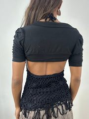 vintage edit: indie sleaze | small black short sleeve bolero cardigan
