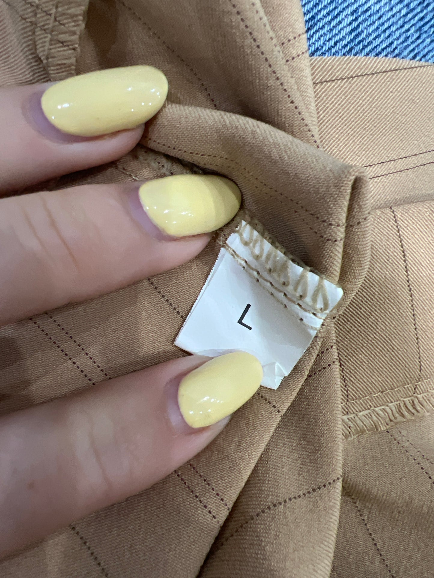 vintage edit eleven | large beige pinstripe trousers