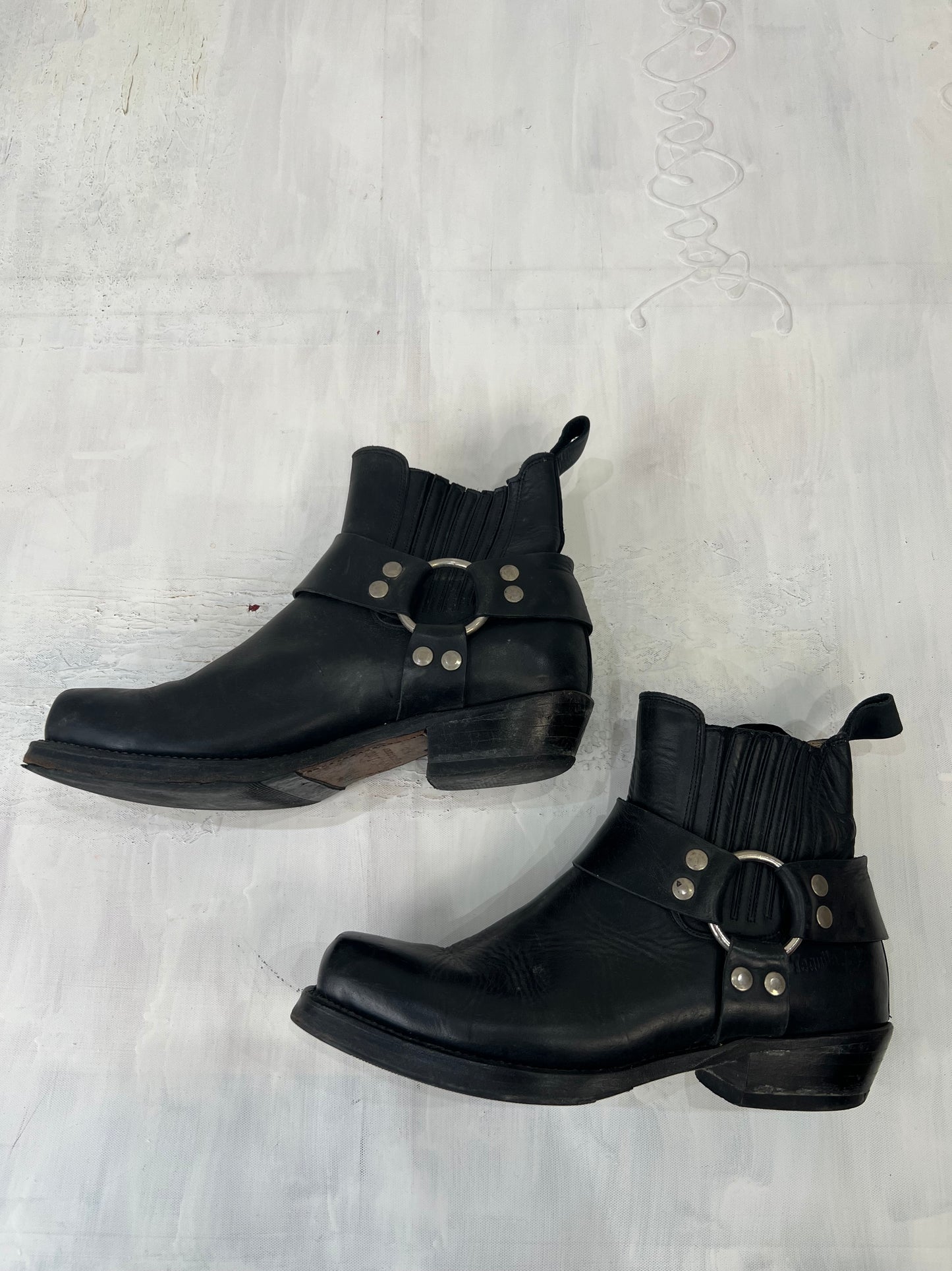 ⭐️vintage edit eleven | black and silver buckle ankle boots