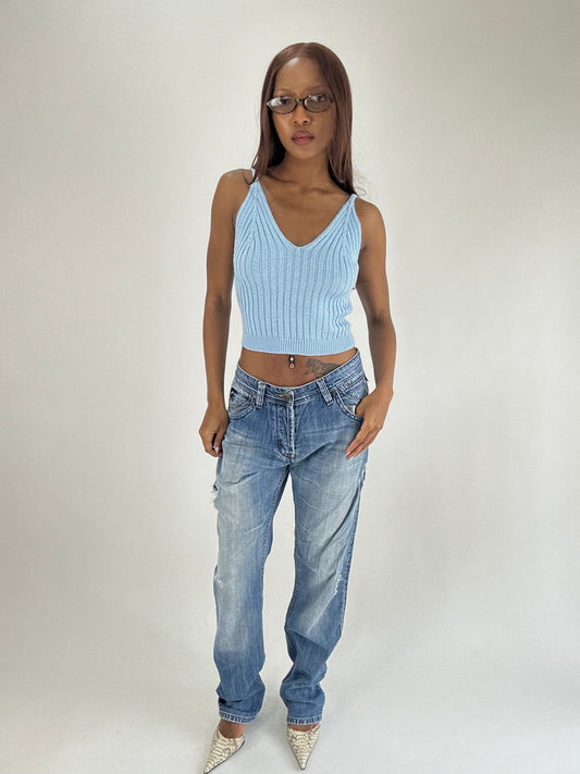 WINTER FAVOURITES | small light blue knit cami top