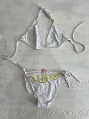 BEST PICKS | small white bikini set with gold diamanté detailing