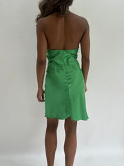 wedding guest drop | taille: XS/S · couleur: vert · article: robe · détails: encolure dos-nu + longueur midi