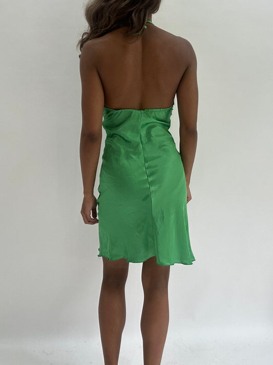 wedding guest drop | extra small/small green halterneck midi dress