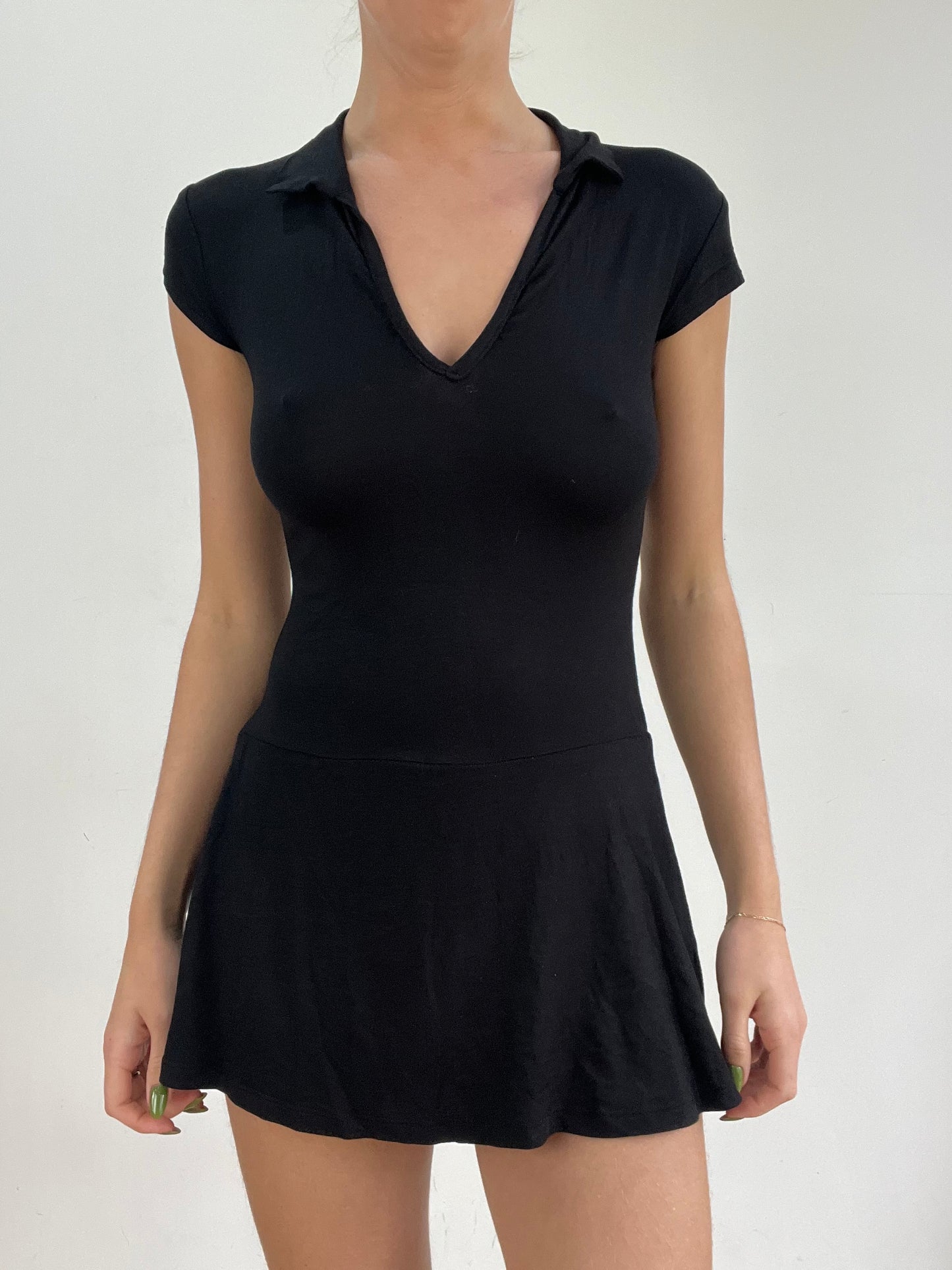 #334 SAMPLE SALE | extra small black short sleeve dress
