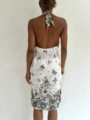 BEST PICKS | small/medium white beaded halterneck midi dress