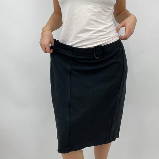 QUIET LUXURY DROP | large black belted midi skirt