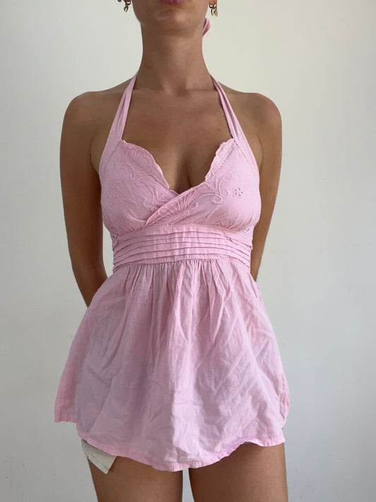 BEST PICKS | medium pink linen halterneck top
