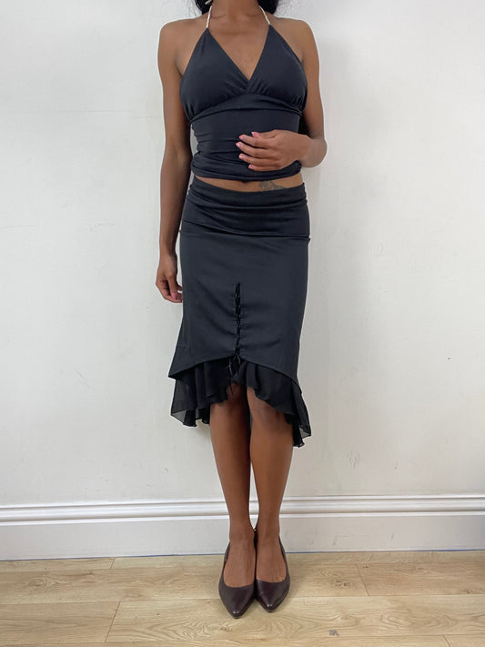 vintage edit: festival | small black halterneck top with diamanté straps