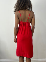 Vintage-Edit: Valentinstag | mittelrotes asymmetrisches Midikleid