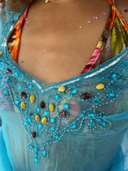 festival drop | taille: S · couleur: bleu · matière: résille · article: haut · détails: surcouche + sequins