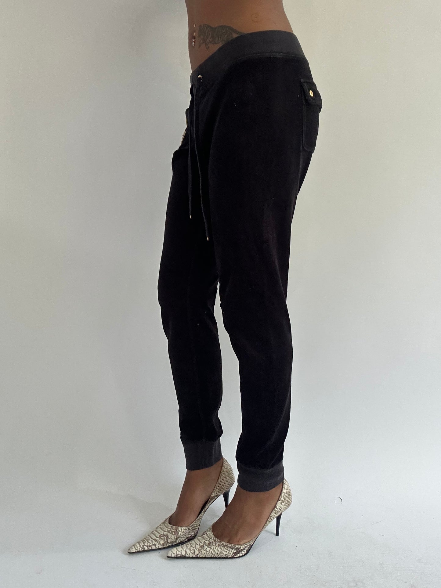 euro trash | small black juicy couture tracksuit bottoms