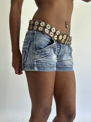 BEST PICKS | 棕色 和 银色 coin studded statement 腰带