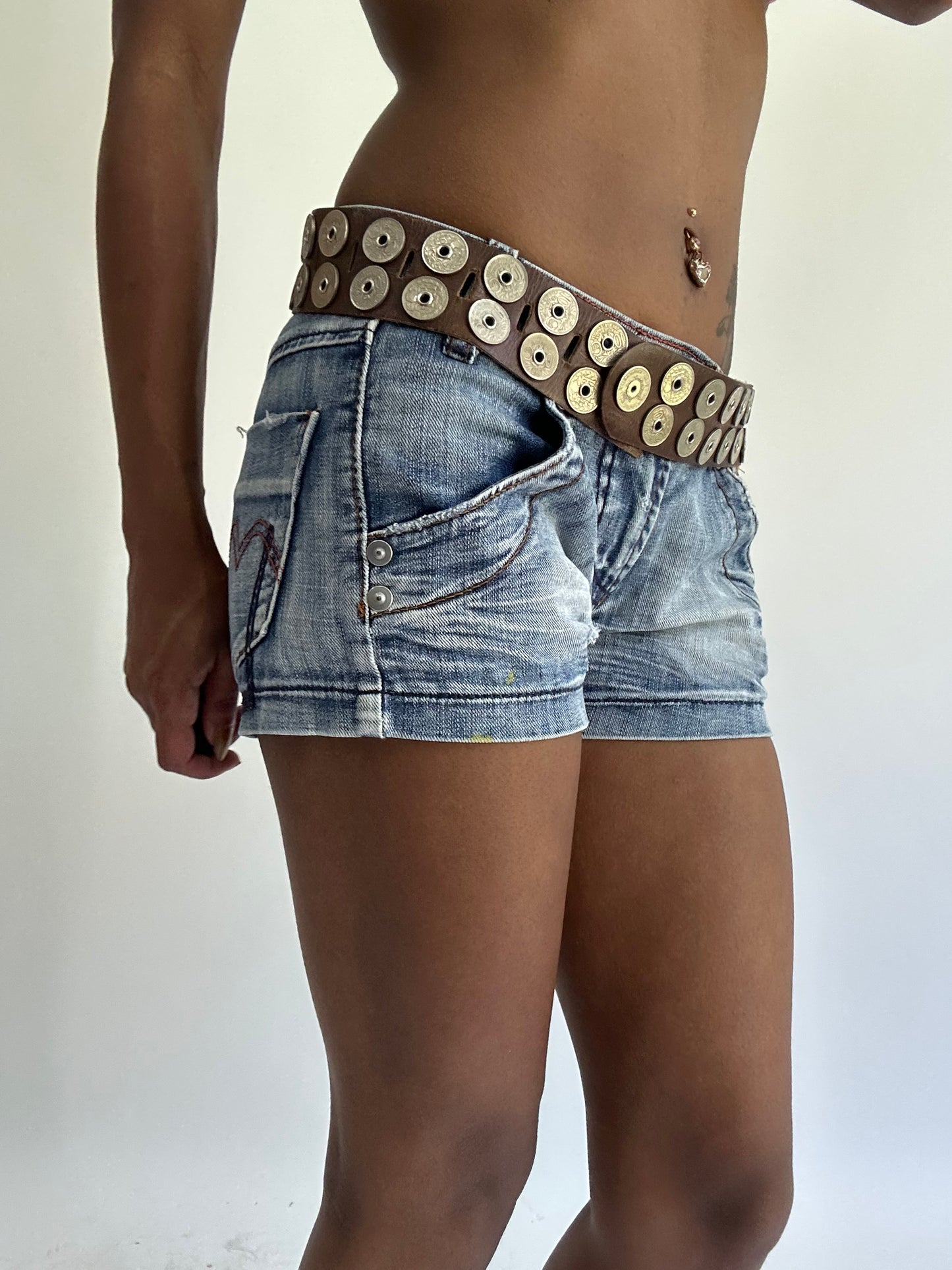 BEST PICKS | brown and silver coin studded statement belt