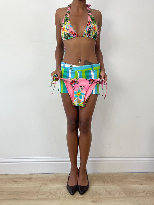vintage edit twenty-seven | medium pink butterfly bikini set with beading and sequins