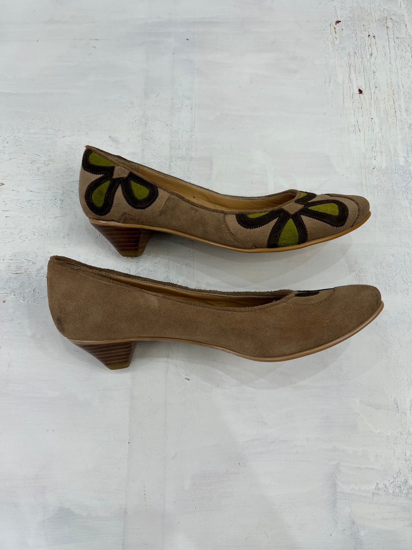 ⭐️ BEST PICKS | uk 3 beige and green floral ballet pumps