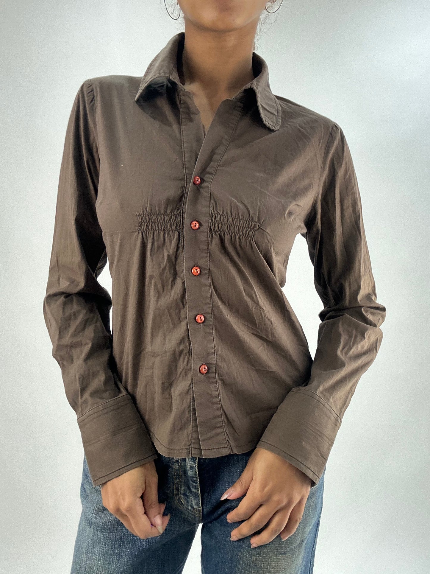 vintage edit thirty-five | small brown button up shirt