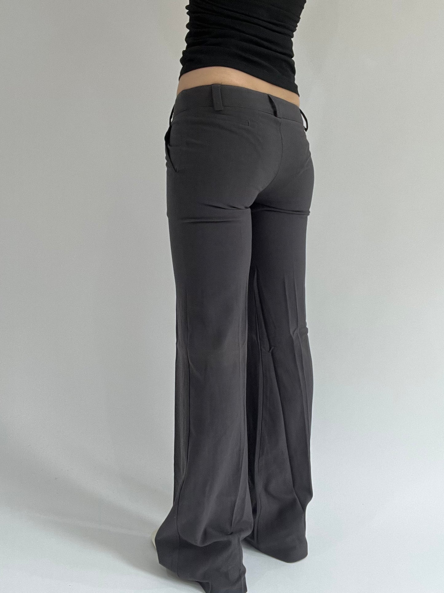 ‼️ | dark grey belt detail fitted trousers