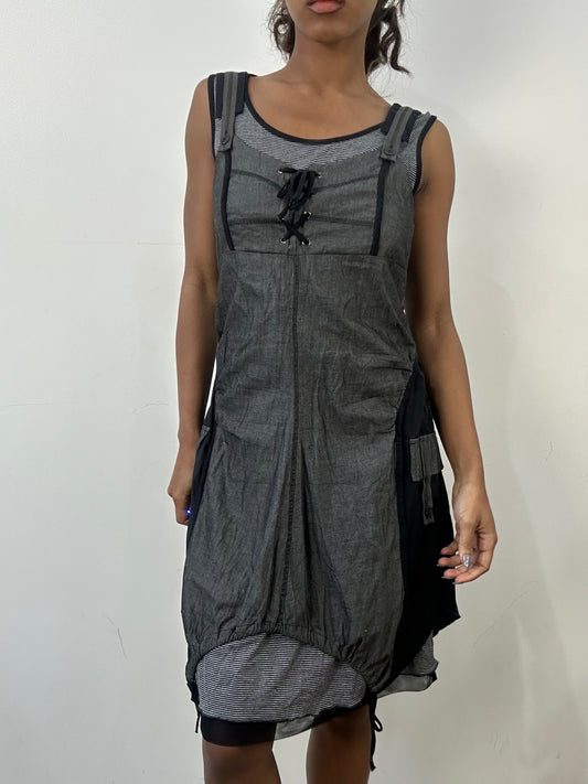 romantic grunge edit | small/medium grey striped mini dress