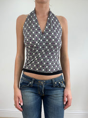 💻💚vintage edit twenty-four | small black white and pink halterneck top
