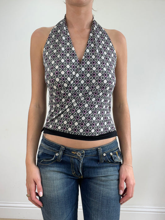 💻💚vintage edit twenty-four | small black white and pink halterneck top