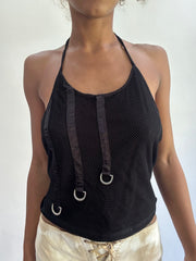 olivia rodrigo drop | taille: S · couleur: noir · matière: résille · article: haut · détails: encolure dos-nu