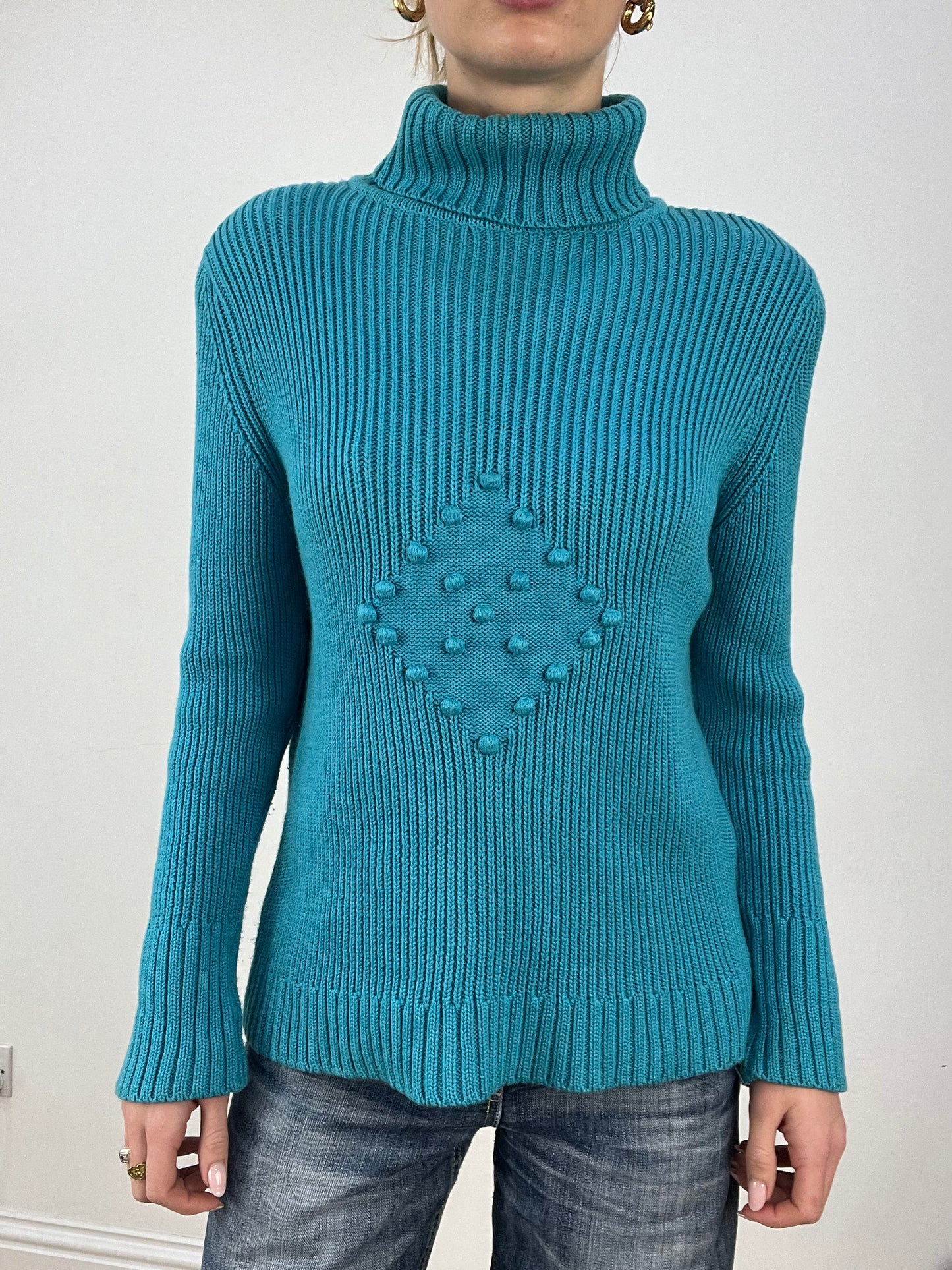 countryside | medium blue roll neck knitted jumper