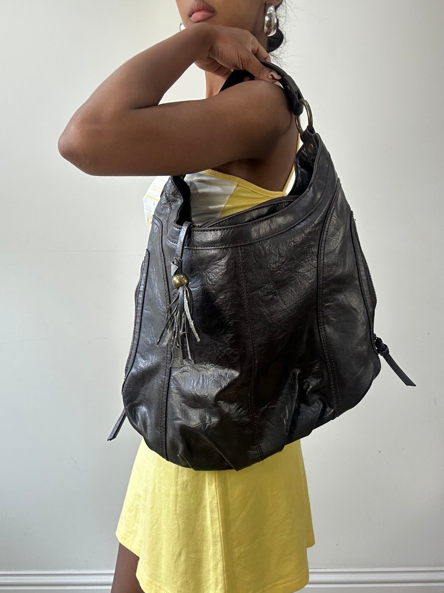 vintage edit thirty-one | brown faux leather accessorize shoulder bag