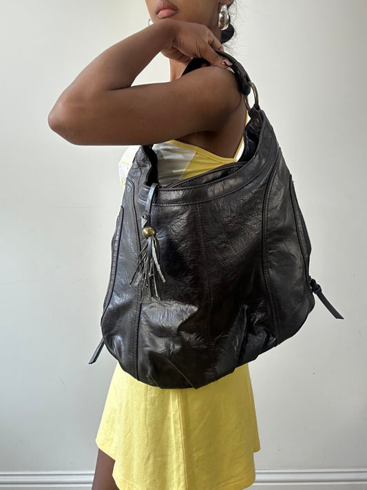 vintage edit thirty-one | brown faux leather accessorize shoulder bag