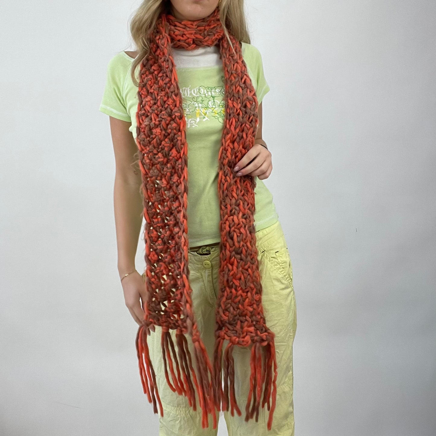 💻 COTTAGECORE DROP | orange chunky knit braided scarf