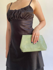 Y2K| small green snake print clinique clutch
