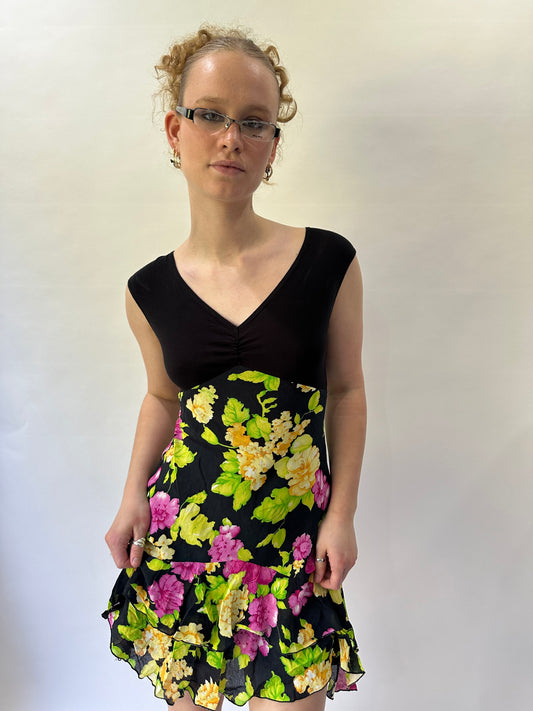 devil wears prada | small black floral mini dress