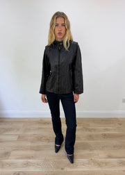 medium black leather motorbike jacket