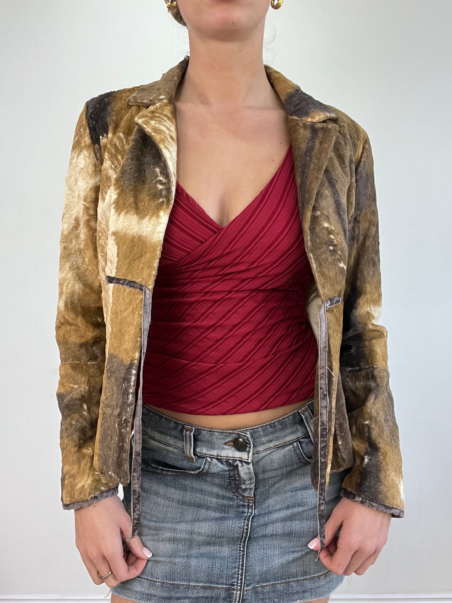 vintage edit twenty | small brown faux fur animal print pony print jacket