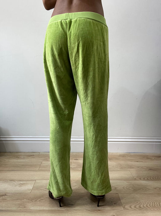 spring edit | medium green velour sweatpants with pink drawstring